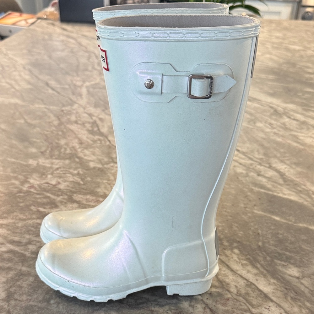 Hunter Classic White Iridescent Tall Boots - Picture 2 of 5